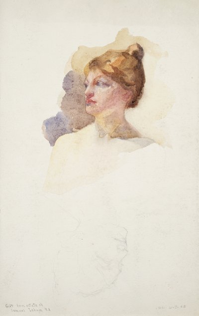 Sketch of Female Head by Samuel Isham